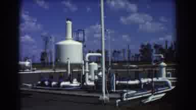 Brisbane Australia (1967): White Pipes Tanks Sunny Day Blue Sky Trees In