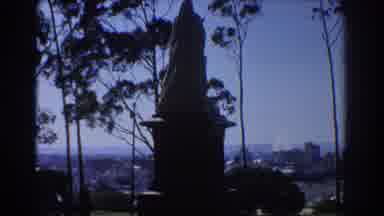 Perth Australia (1967): There Is A Statue On A Hillside Overlooking A City With