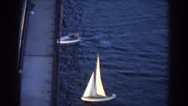 Sydney Australia (1967): View Of White Sailboat Sailing Under Bridge On A Clear