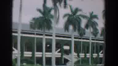 Florida (1957): Palm Trees In Front Of Large Building With Arches And Lawn