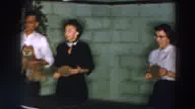 Wheeling Ohio (1957): Four Girls Play An Indoors Doubles Match Of Ping Pong