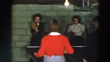 Wheeling Ohio (1957): Young Women Play Ping Pong In Basement With Cinder block