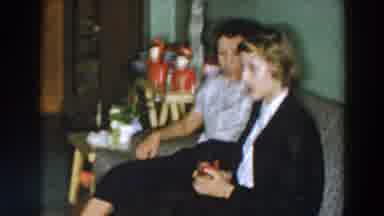 Wheeling Ohio (1957): Two Women Sit On Couch Chatting While Other Sits On Floor