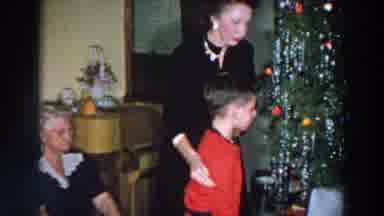 Wheeling Ohio (1957): Old Ladies And Young Boy Around Christmas Tree