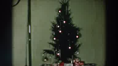 Wheeling Ohio (1957): Small Decorated Christmas Tree On Table With Wrapped Gifts