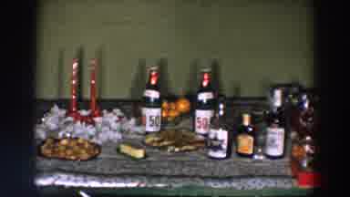 Wheeling Ohio (1957): View Of Table Loaded With Snacks Beverages And Red Candles