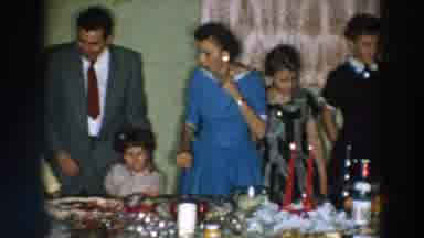 Wheeling Ohio (1957): Family Of Five Poses For Picture At Laden Dining Table With