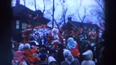 Wheeling Ohio (1957): Santa Claus Sitting On Sleigh Waving At Children And Their