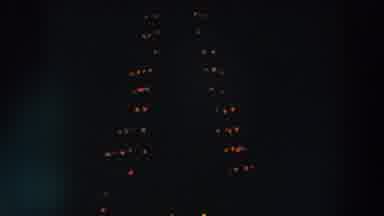 Wheeling Ohio (1957): Christmas Tree Lighting Up And Then Fading At Night In The