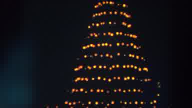 Wheeling Ohio (1957): Decorated Christmas Tree At Night Lights Blinking In Certain