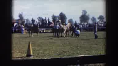 Wheeling Ohio (1957): Man Gallops In On Horse Next To A Group Of Men Some Also On