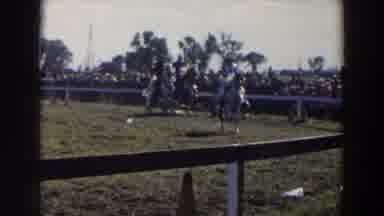 Wheeling Ohio-1957: People Riding Horses Around White Fence On A Sunny Day