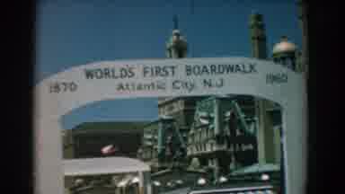 Yorktown Virginia (1958): Sign Reads World's First Boardwalk Atlantic City New