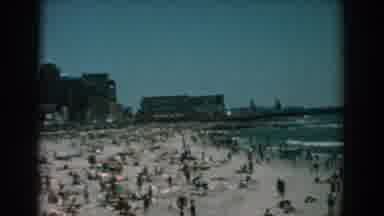 Yorktown Virginia (1958): Camera Pans From Right To Left Across Crowded Beach On