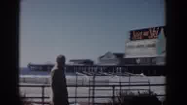 Yorktown Virginia (1958): Elegant Man Walks In The Afternoon On The Beach Sidewalk