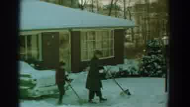 Florida (1959): Father And Son Shovel Snow And Try To Break Up The Ice On The
