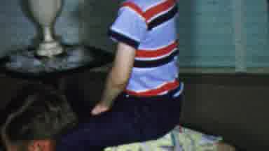 Paramus New Jersey (1959): A Little Boy Is Horseback Riding On His Father's Back