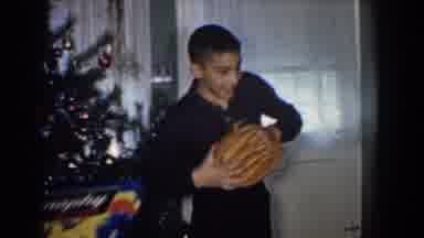 Bel Air Maryland (1960): Two Young Boys Opening New Christmas Gifts In Vintage