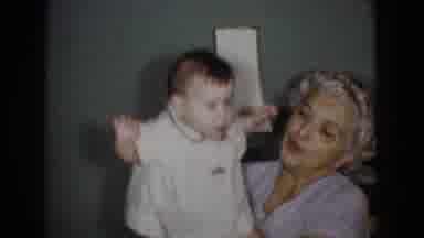 Bel Air Maryland (1960): Grandma Holding New Baby Food On Table Eating Pie