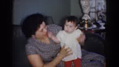 Bel Air Maryland (1960): Mom Holding Baby Waving Hi