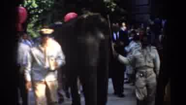 Bel Air Maryland (1960): People Are Seen Walking Along A Path With An Elephant