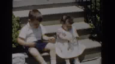 Bel Air Maryland (1960): Couple Kids Playing Sitting On Stairs Talking Enjoying