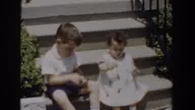 Bel Air Maryland (1960): Dressed Up Siblings Sitting On The Front Stoop In Sunny