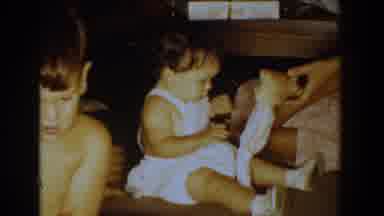 Bel Air Maryland (1960): Adult Showing Doll To Baby In White Clothes Kids Play