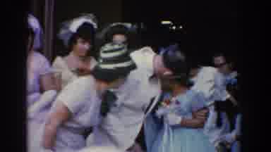 Bel Air Maryland (1960): Newlyweds Kissing At Church Wedding With Guests