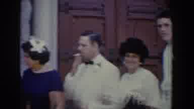 Bel Air Maryland (1960): Wedding Party Standing Outside Facility Smoking