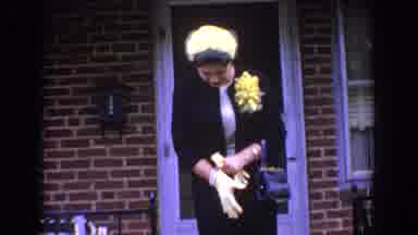 Bel Air Maryland (1960): Women In Church Outfit Walks Out Of Her House