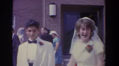 Bel Air Maryland (1960): Shy Young Bride And Groom Outside The Church Right After