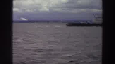 Washington (1964): Large Ship At Sea And Hill Landscape