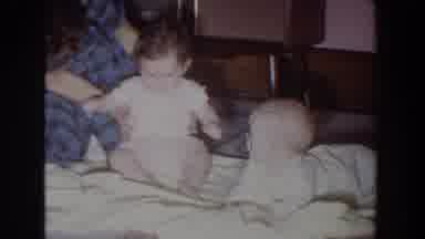 Fallston Maryland (1965): Woman Playing With Two Cute Little Babies On The Floor