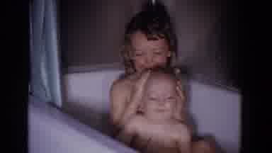 Fallston Maryland (1965): Two Children An Older Child And A Baby Taking A Bath