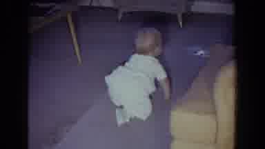 Fallston Maryland (1965): Young Child Trying To Crawl Across The Carpet In The