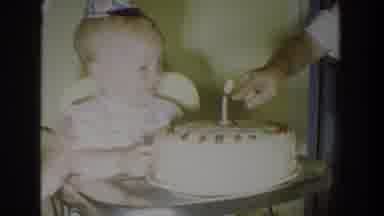 Fallston Maryland (1965): Young Child On His Birthday Receiving A Large Cake With