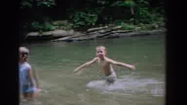 Fallston Maryland (1965): Boys Swimming And Playing In Creek On A Summer Day