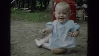 Fallston Maryland (1965): Baby Girl In Blue Dress Playing And Crawling In The Dirt