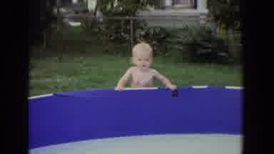 Fallston Maryland (1965): Very Happy Baby On The Edge Of A Plastic Pool About To