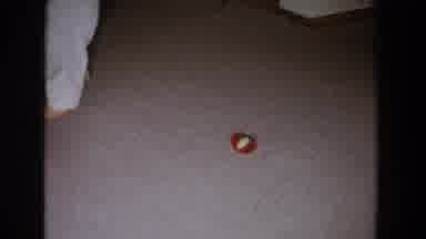 Fallston Maryland (1965): Toddler Wearing White Romper Picks Up Red Object From
