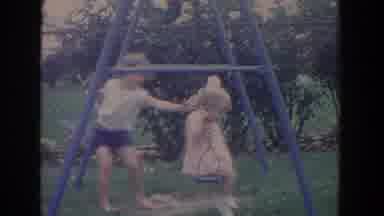 Fallston Maryland (1965): Two Kids Swinging One Need A Little More Help Than The