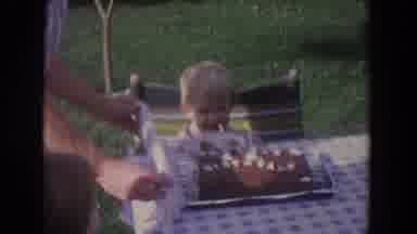 Fallston Maryland (1965): Little Boy Blows Out Candles On Birthday Cake At Party