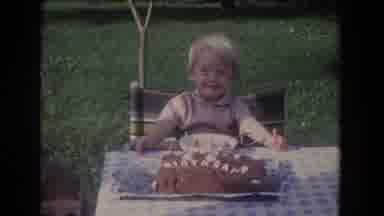 Fallston Maryland (1965): Toddler Wearing Tan Shirt Eats Bowl Of Ice Cream And