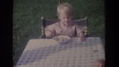 Fallston Maryland (1965): Small Children Sit At Backyard Table Laughing Talking