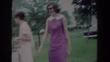 Fallston Maryland (1965): Woman Wearing Purple Dress Drives Off In Red Car On A