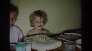 Fallston Maryland (1965): Child Pleasantly Surprised With A Birthday Cake While