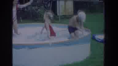 Fallston Maryland (1965): Three Kids Playing In A Pool On Nice Summer Day