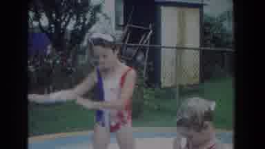 FALLSTON MARYLAND-1965: Girl In Bathing Suit Hula Dancing In Kiddie Pool
