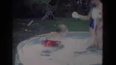 Fallston Maryland (1965): Small Children Play In Backyard Inflatable Pool Filled